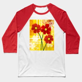 Red Flowers Baseball T-Shirt